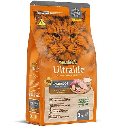Ração Special Cat Ultralife Gatos Castrados Sabor Frango 10,1kg