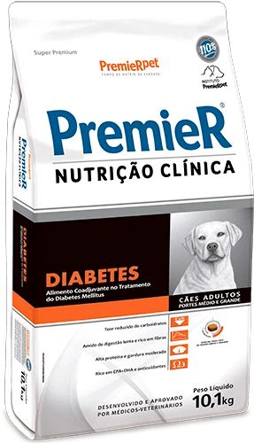 Ração Premier Diabetes - Nutrição Clínica para cães de porte médio ou grande - 10,1kg