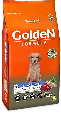 Ração GoldeN Formula Cães Filhotes Sabor Carne e Arroz 15kg