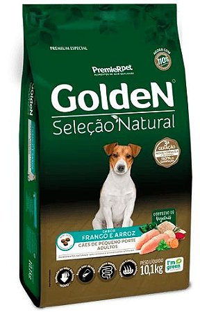 Ração GoldeN Seleção Natural Cães Adultos de Raças Pequenas Sabor Frango e Arroz