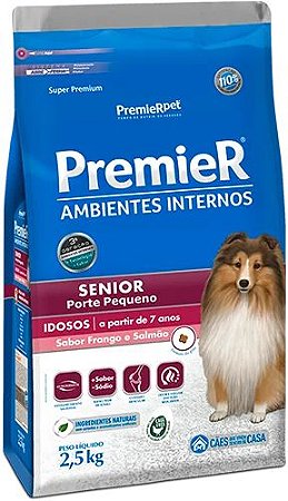 Ração Premier Ambientes Internos Cães Sênior Sabor Frango & Salmão