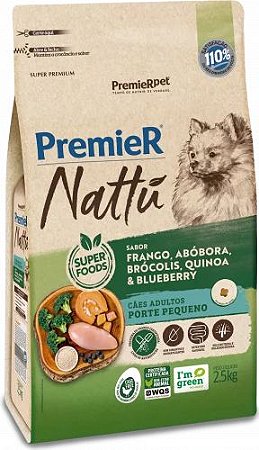 Ração Premier Nattu Cães Adultos de Raças Pequenas Sabor Abóbora