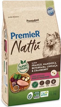 Ração Premier Nattu Cães Adultos de Raças Pequenas Sabor Mandioca