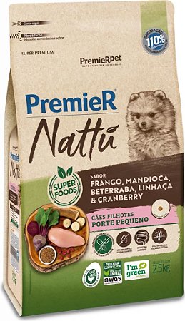 Ração Premier Nattu Filhotes de porte pequeno - sabor Mandioca - 2,5kg