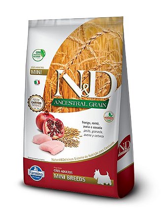 Ração N&D Ancestral Grain sabor Frango e Romã - Raças Pequenas