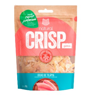 Petisco Desidratado Crisp Gatos Adultos Sabor Iscas de Tilápia 20g