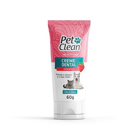 Creme Dental Pet Clean para Cães e Gatos Sabor Morango 60g