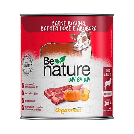 Alimento Úmido Be Nature Cães Adultos Sabor Carne Bovina, Batata Doce e Abóbora 300g