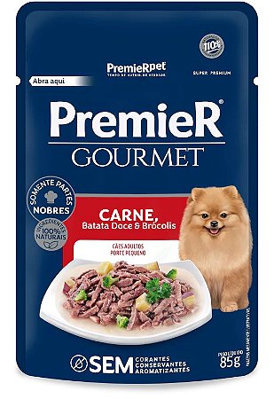 Alimento Úmido Premier Gourmet Cães de Raças Pequenas Sabor Carne 85g