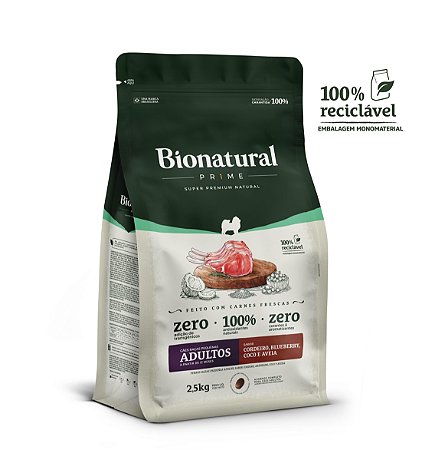 Ração Bionatural Prime Cães Adultos de Raças Pequenas Sabor Cordeiro