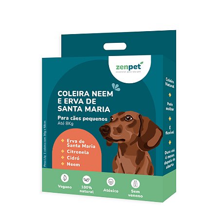 Coleira Natural Repelente Antipulgas e Carrapatos Cães de Raças Pequenas