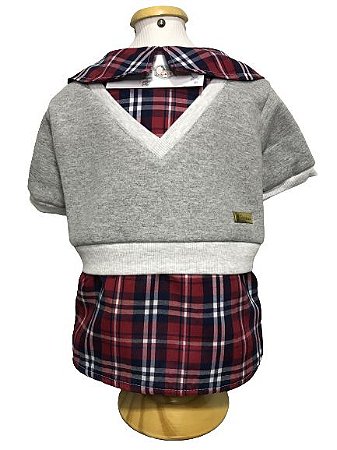 Moletom Cinza com Camisa Xadrez Tamanho GG