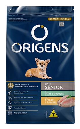 Ração Origens Cães Sênior de Raças Pequenas e Mini Sabor Frango e Cereais