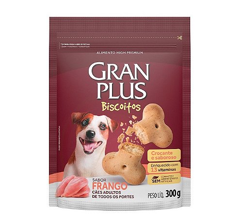 Biscoito GranPlus para Cães Adultos Sabor Frango 300gr