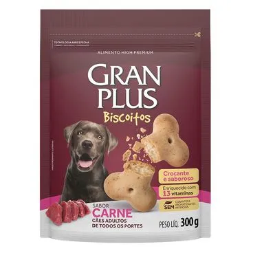 Biscoito GranPlus para Cães Adultos Sabor Carne 300gr