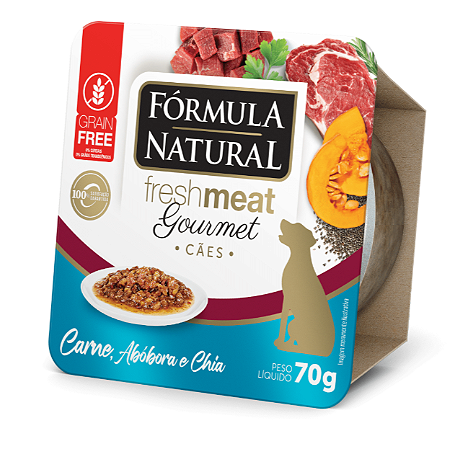 Ração Úmida Fórmula Natural Fresh Meat Gourmet Cães Adultos Carne, Abóbora e Chia 70gr