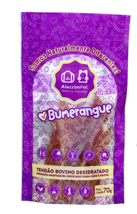 Mordedor Natural Para Cães - Bumerangue (Tendão Bovino Desidratado) 70gr