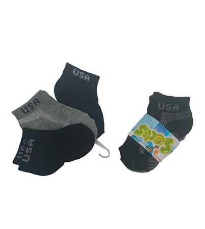 KIT MEIA INFANTIL MASCULINA  COM 3 PARES