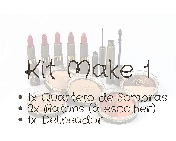 KIT MAKE 1 – Quarteto de Sombras + 2x Batons + Delineador (4 produtos)