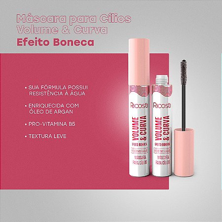 Máscara para Cílios Vegana Preta - Volume & Curva - Efeito Boneca • 4ml