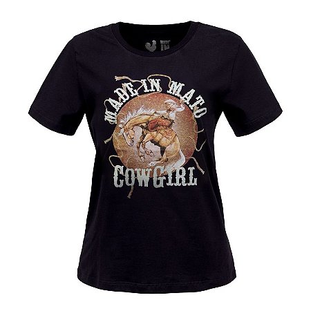 T-Shirt Made in Mato Cowgirl Preta