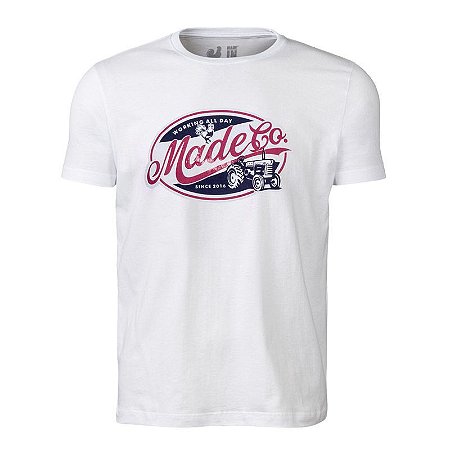 Camiseta Masculina Estampada Made in Mato Gola Careca Branco