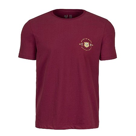 Camiseta Estampada Masculina Brazão Ornamental Bordo