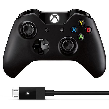 Controle sem fio Xbox One - Preto + Cabo Usb