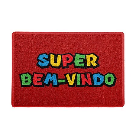 Capacho 60x40cm - SUPER BEM-VINDO (Vermelho)