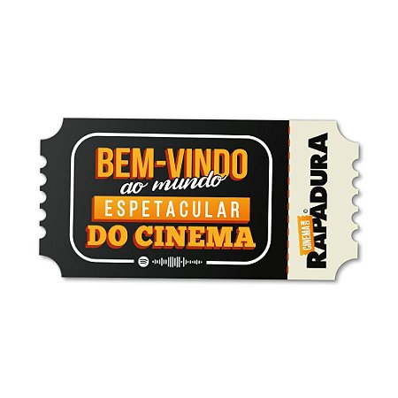 Placa Decorativa 30x15 Cinema com Rapadura - Mundo espetacular do cinema (PRETO)