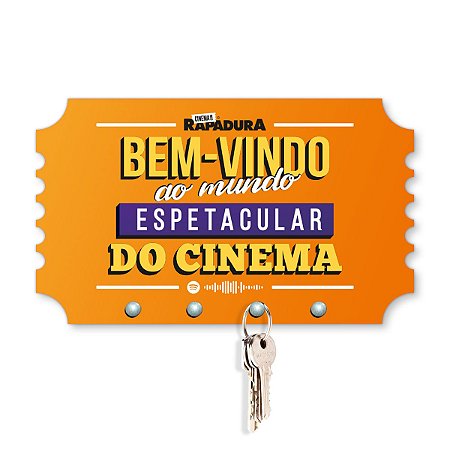 Porta Chaves 21x12cm Cinema com Rapadura - Mundo espetacular do cinema (LARANJA)