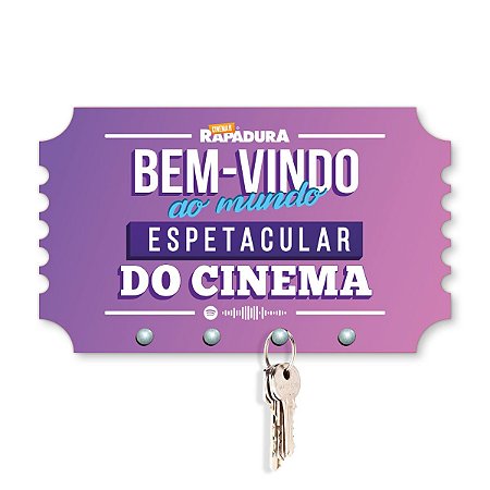 Porta Chaves 21x12cm Cinema com Rapadura - Mundo espetacular do cinema (ROXO)