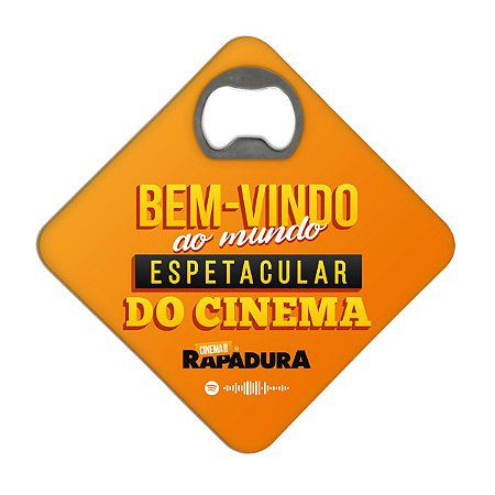 Porta Copos c/ Abridor Cinema com Rapadura - Mundo espetacular do Cinema (Laranja)