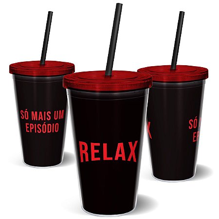 Copo Canudo 600ml - Relax Preto