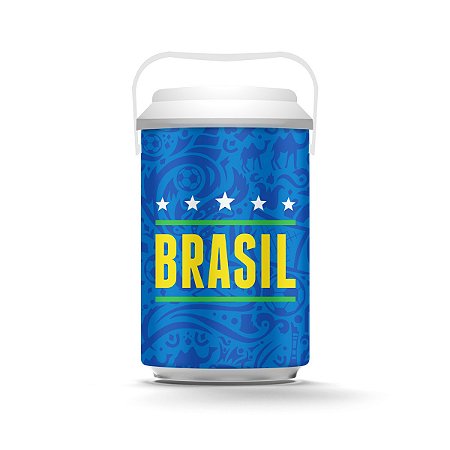 Cooler 10 Latas - Brasil Vem Hexa (Azul) Copa do Mundo
