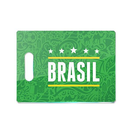 Tábua de Carne de Vidro 35x25 - Brasil (Verde) Copa do Mundo