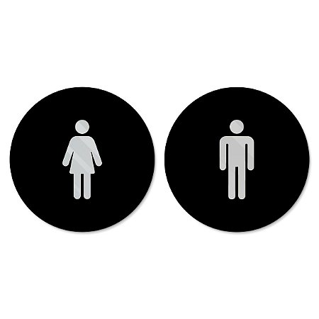Placa Banheiro 15x15 - Masculino e Feminino (Redonda)