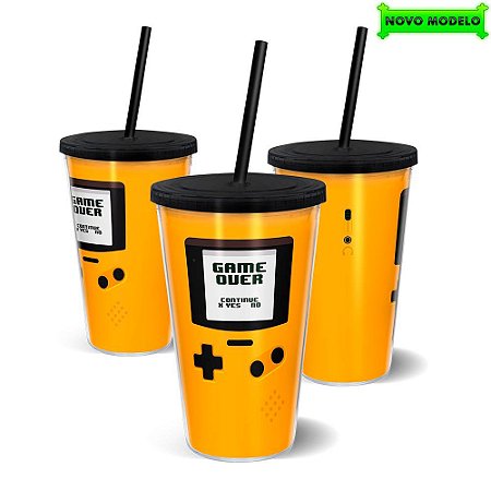 Copo Canudo 500ml - GAMEBOY Amarelo