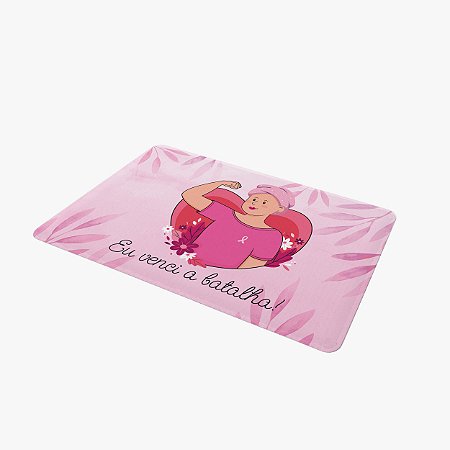 Tapete de Tecido Multiuso 60x40cm - Outubro Rosa -  Eu Venci