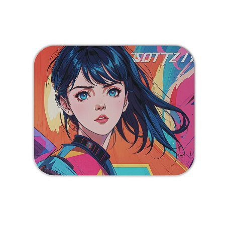 Mouse Pad em Tecido - Anime Girl - Azul e Laranja