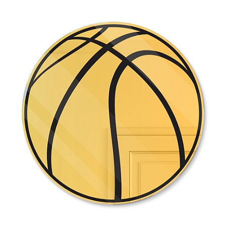 Espelho Decorativo feito em Acrílico Espelhado Dourado (30x30cm) - Bola de Basquete