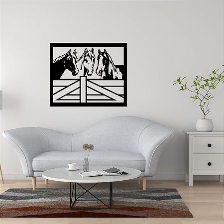Quadro Três Cavalos no Celeiro - QD-01