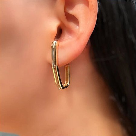 Brinco Ear Hook Alongado banhado à Ouro 18k