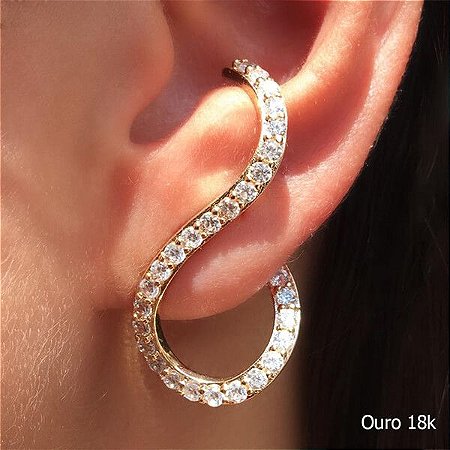 Ear Cuff Zircônia Ouro 18k