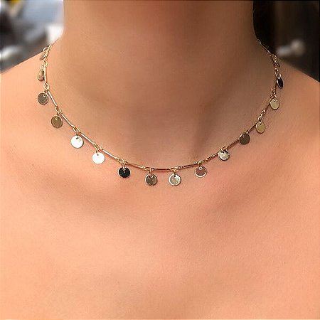 Colar Choker Palitinhos com Medalhinhas