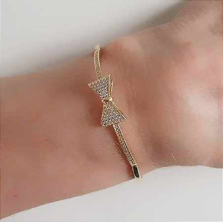 Bracelete de Laço Zircônias Branca