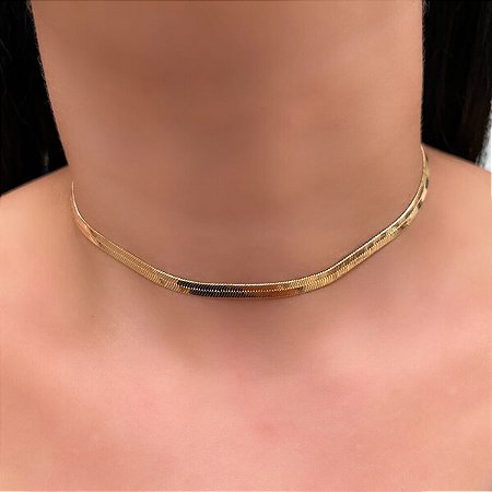 Colar Choker Snake banhado à Ouro 18k