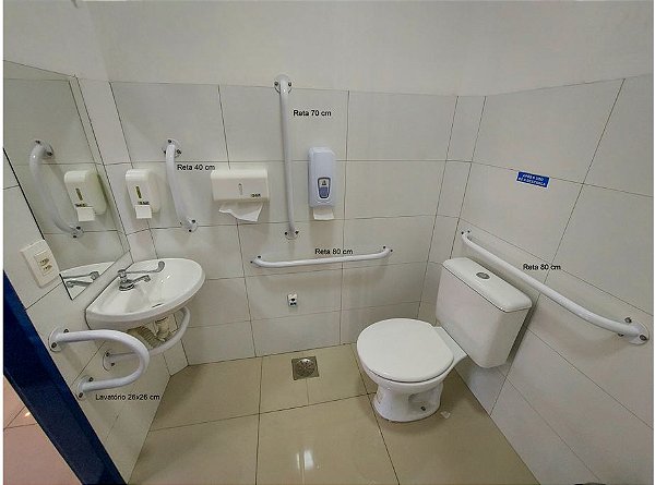 Kit Barras Banheiro Acessível - Barras Retas e de Lavatório