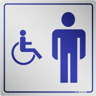 Placa de Banheiro Masculino para Deficientes - Alumínio