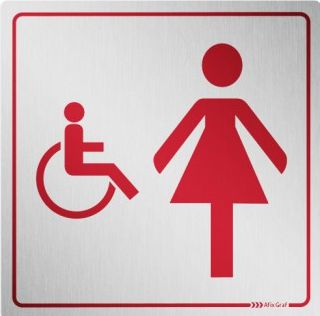 Placa de Banheiro Feminino para Deficientes - Alumínio
